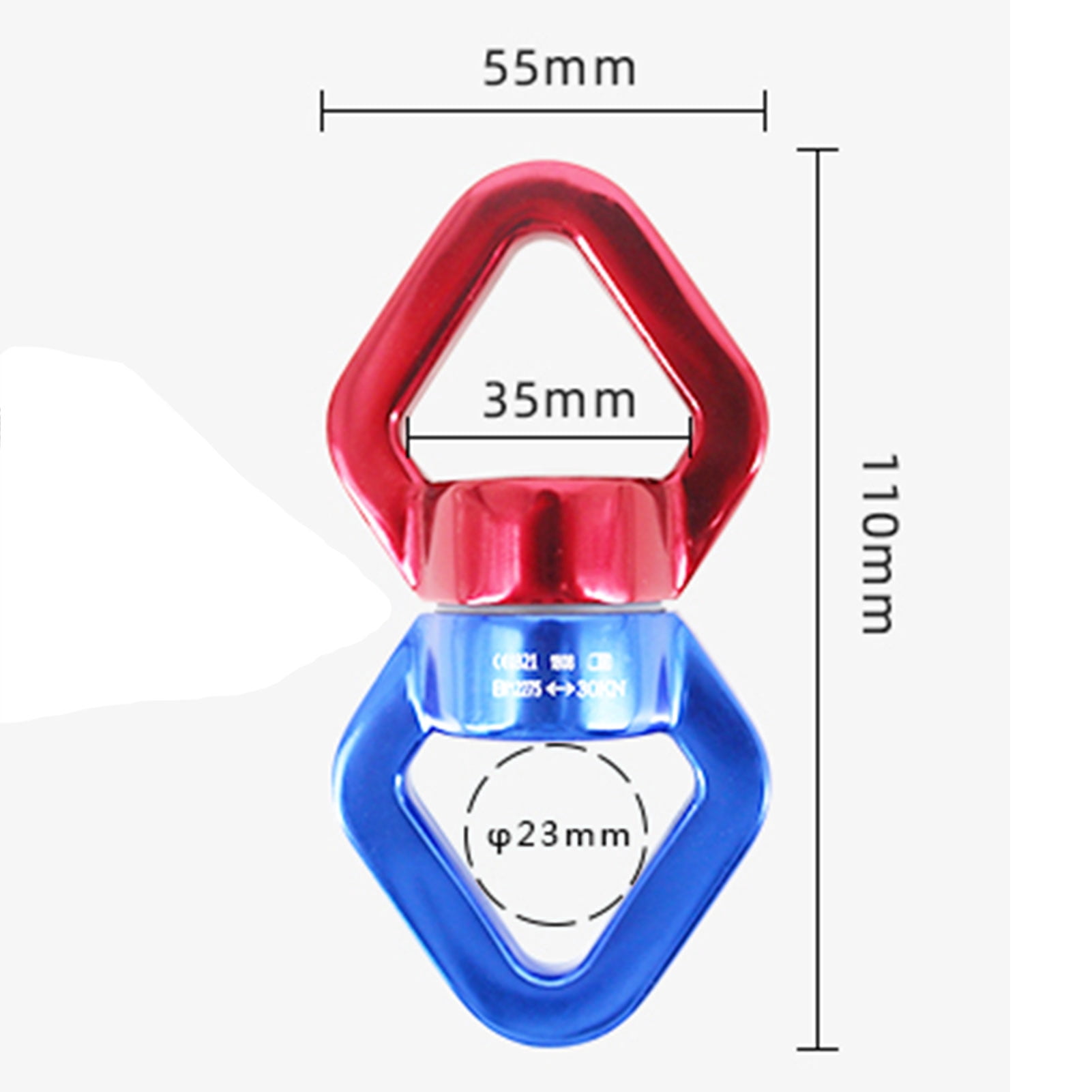 SPRING PARK Safety Rotational Device, Aluminum Alloy Double-Ball Bearing Swivel, Minimum Breaking Strength 30 kN, Spins & Rotates 363° For Smooth Rope Climbing, Hiking & Exercise