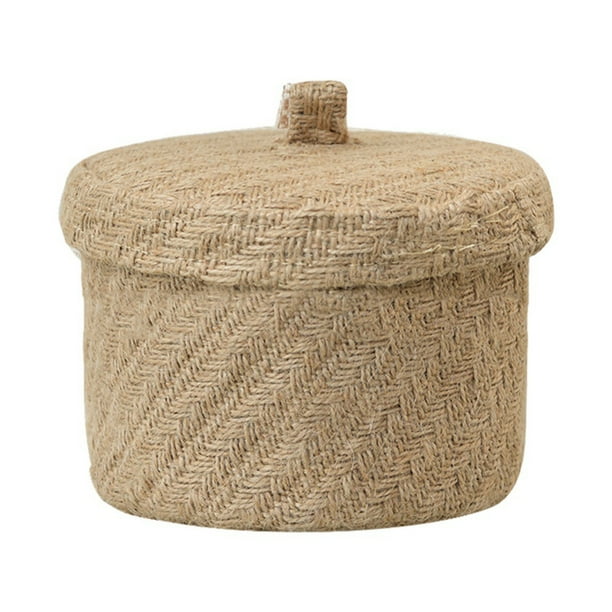 Round Baskets with Lids for Organizing, Natural Cotton Rope Lidded