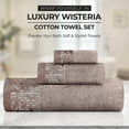 thumbnail image 4 of Superior Wisteria Floral Cotton Bath Towels, Set of 4, Frappe Brown, 4 of 8