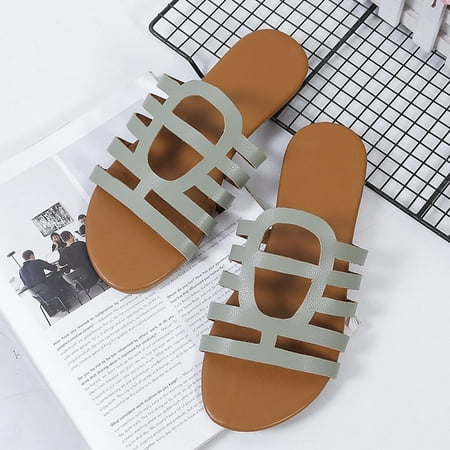

Bescita Women s Solid Casual Vacation Open Toe Pinch Toe Flat Beach Sandals