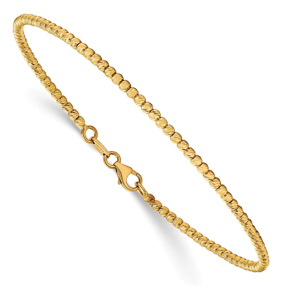 14K Yellow Gold bracelet Fancy Rounded 2.5 mm Polished diamond-cut Beaded