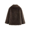 thumbnail image 3 of Women'S Faux Fur Coat Faux Fur Jacket Long Sleeve Lapel Furry Winter Jackets Parka Short Coat Dark Brown XS, 3 of 5