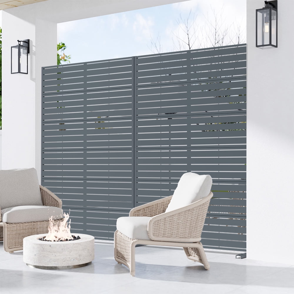 Privacy Metal Screen Fence Panel Horizontal Stripe Pattern