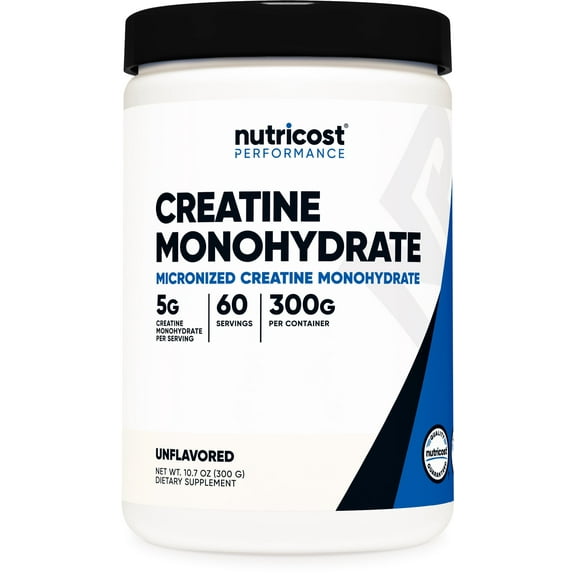 Nutricost Creatine Monohydrate Powder (300 Grams) Unflavored - Micronized Creatine Monohydrate, 5g per Serving