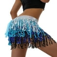 thumbnail image 2 of Jupe Ventre pour Femmes Jupe Mini à Franges Pailletées avec Sangles de Taille Réglables pour Danse Performance Rave Party, 2 of 8