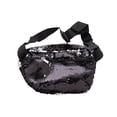 thumbnail image 4 of Women Black Silver Sequins Fanny Pack Belt Bum Bag Cross Body S M L, 4 of 19