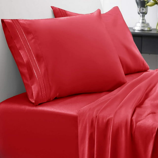 Juego de sábanas Sweet Home Collection de 1800 hilos, color rojo
