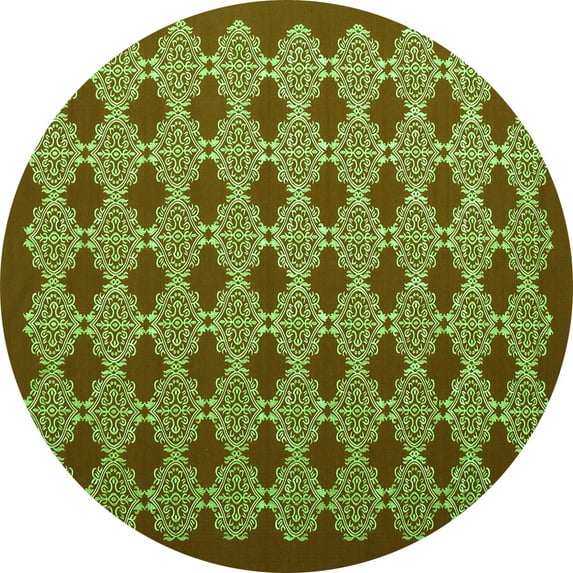 Ahgly Company Indoor Round Abstract Green Contemporary Area Rugs, 7' Round