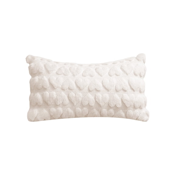 chaungfeng Valentines Pillow Cover, Soft Plush Heart Jacquard Design, Vintage Romantic Gift Throw Pillow Cover 20x12 Inch for Bedroom Living Room Sofa Couch Car Bed Decor