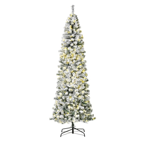 7.5ft Pre-Lit Snow-Flocked Slim Douglas Fir Artificial Christmas Tree with Realistic Branches, 350 LED Lights and 641 Tips