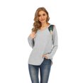thumbnail image 1 of T-shirt Décontracté à Manches Longues Croisé Col Rond pour Femme, 1 of 8