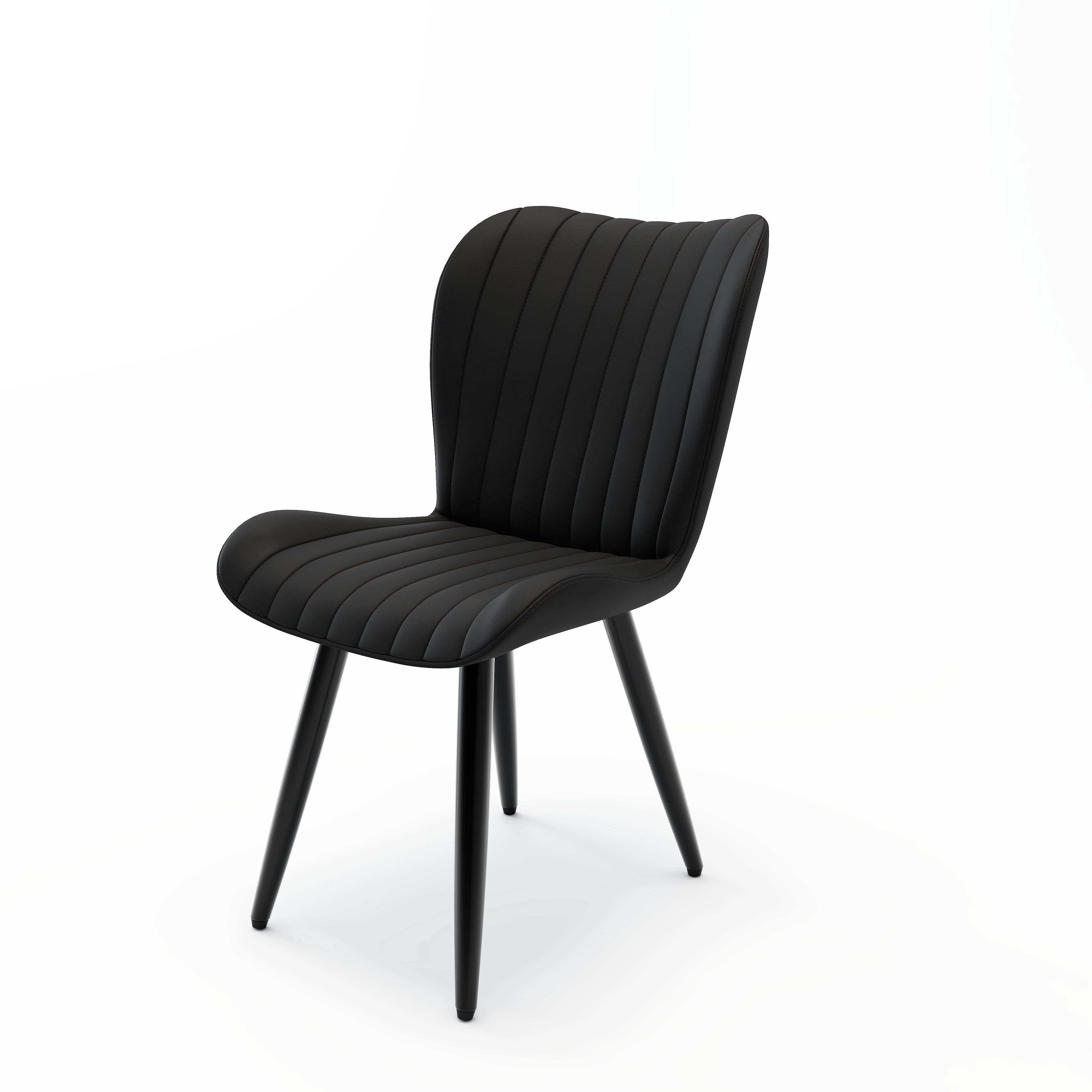 Noble House Modern PU Leather Dining Chairs with Metal Legs, Armless Padded Side Chairs, Kitchen, Black, Set of 2