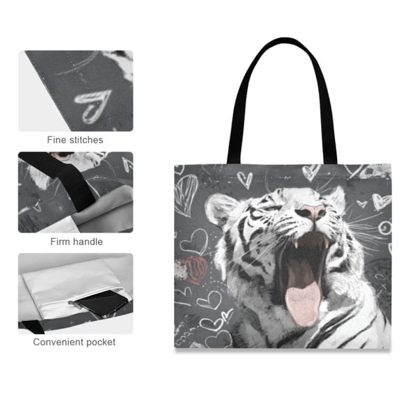 Canvas Tote Bag for Women Girls Design Print Cute Winter Silhouette Totes