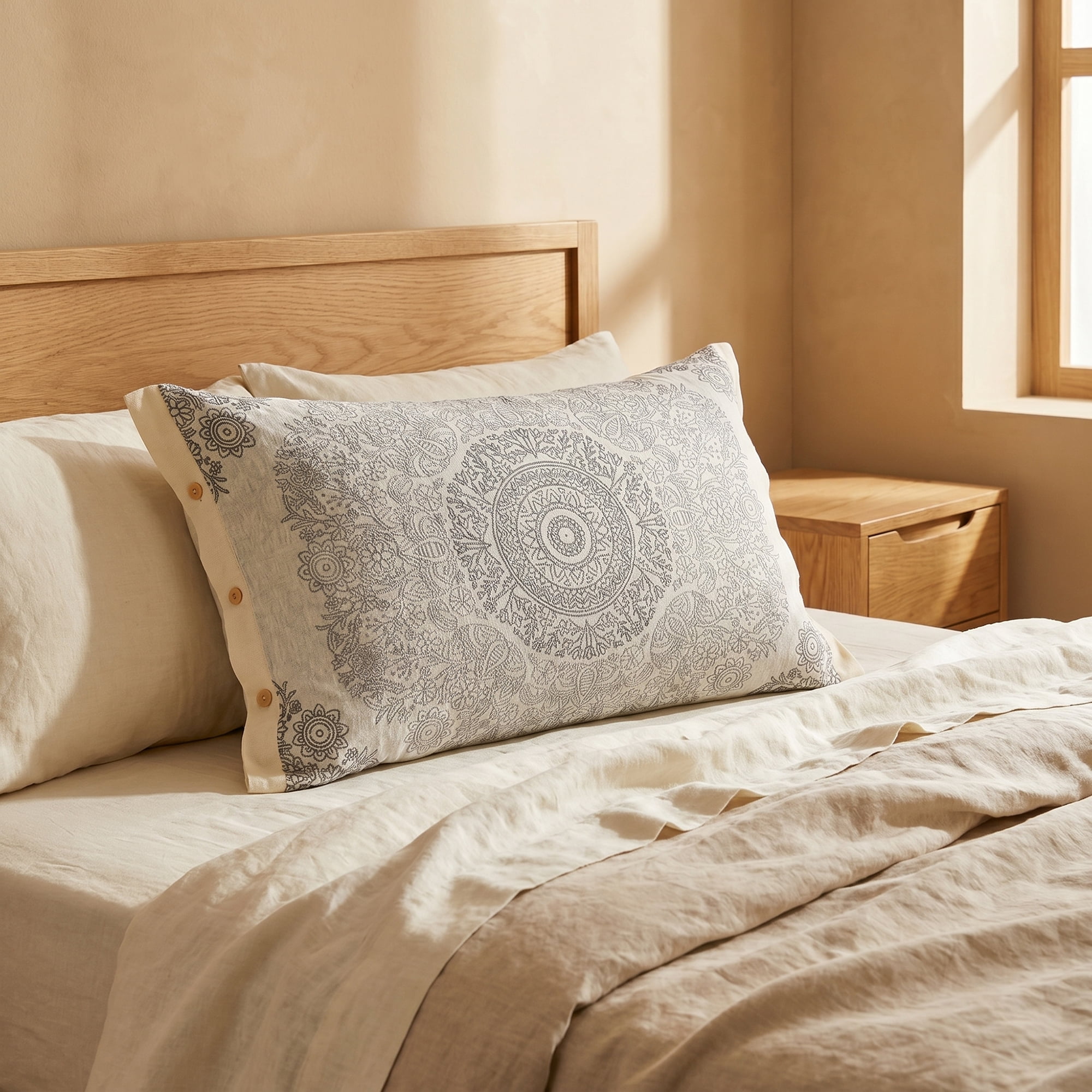 Unique Bargains 2 Pcs Cotton Cooling Envelope Closure Comfortable Pillowcase Queen Gray