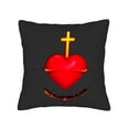 thumbnail image 4 of Set of 2 18x18in Throw Pillow Covers - Radiant Red Heart with Golden Cross Design Fiery Glow Perfect for Couch Bed or Car, 4 of 8
