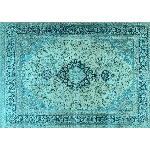 Ahgly Company Indoor Rectangle Persian Light Blue Traditional Area Rugs, 7' x 10'