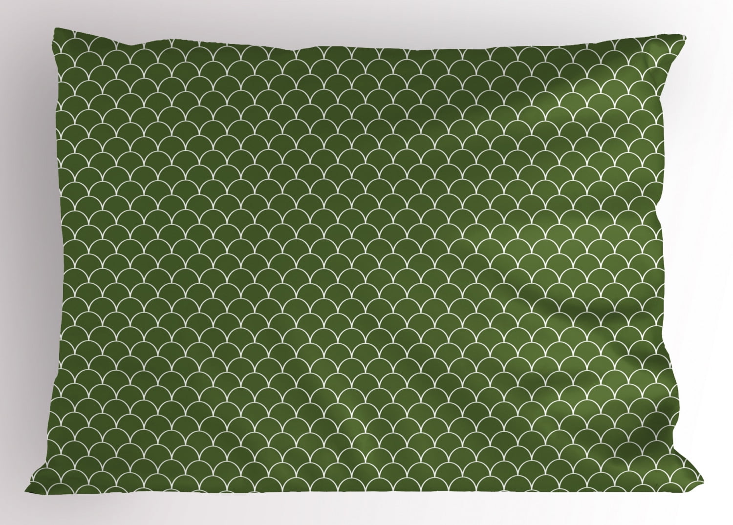 Green Pillow Sham Vivid Forest Natural Colored Geometric Wave Like