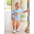 thumbnail image 2 of Toddler Baby Boy Girl Easter Outfits Short Sleeve Embroidery Rabbit Carrot T-shirt Plaid Shorts 2Pcs Spring Summer Clothes Set 0-5T, 2 of 8