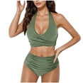 thumbnail image 2 of Warop Women's Conservative High-Waisted 2-Piece Swimsuit, Solid Color Bikini for Beach and Fashion, 2 of 5