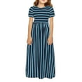thumbnail image 2 of Kids Girls Short Sleeve Striped Prints Princess Dress Child Dresses Size 11-12T, 2 of 4