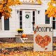 thumbnail image 3 of Bandera de jardín de arpillera con forma de corazón de hoja de arce otoñal, de doble cara, de 30 x 45 cm, estilo granja otoñal, ideal para decoración de exteriores y césped., 3 of 6