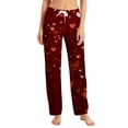 thumbnail image 2 of Hearthz Valentines Day Pajamas Women Pants Love Heart Graphic Pajama Pants Women Drawstring Wide Leg Holidays Women Sleep Pants, 2 of 7