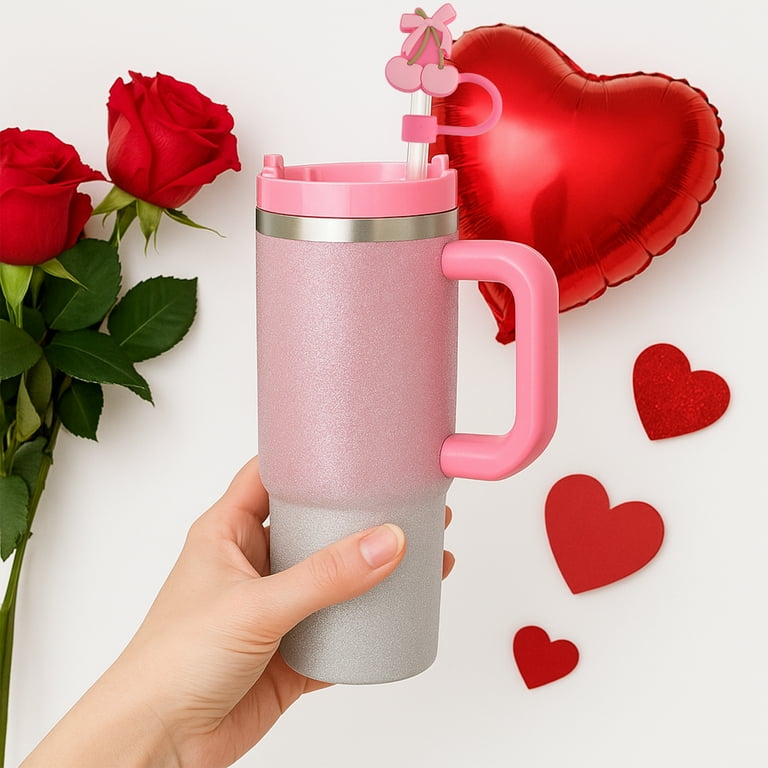 8-Pack Silicone Straw Covers With Heart & Flower Designs - 10mm Fit, Reusable & Cute