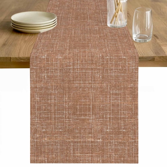Vintage Brown Cotton Linen Rectangle Table Runners 13"x90", Modern Art Farmhouse Solid Color Coffee Table Runner Dresser Scarves Luxury Table Runners for Wedding Party Banquet Dinner Decor