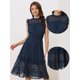 thumbnail image 2 of Vestido casual de gasa para mujer, sin mangas, cintura ahumada, dorado, estrellas metálicas, vestidos de fiesta Azul oscuro XL, 2 of 6