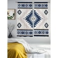 thumbnail image 3 of Blue Beige Boho Sheer Curtains 72 Inch Length 2 Panels Set, Vintage Ethnic Tribal Southwestern Voile Window Treatment Rod Pocket Curtains Sheers Drapes for Bedroom/Living Room/Kitchen 52"x72"x2, 3 of 7