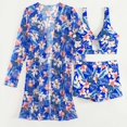 thumbnail image 2 of WREESH Womens 3 Piece Swimsuits Board Shorts Bikini Set with Kimono Beach Cover Ups Printed Bikini Straps Bikini Deep V Split Swimsuit Set Swimsuit Set Bathing Suit Blue, 2 of 9