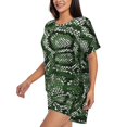 thumbnail image 2 of Wukai Green Snakeskin Print Women's Pajama Set - Short-Sleeve Top and Shorts with Elastic Waistband and Pockets for Loungewear, Yoga, and Casual Wear-Medium, 2 of 8
