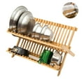 thumbnail image 2 of PENGXIANG Dish Drying Rack Foldable Bamboo Bowl Drying Rack Bamboo Organizer Flatware Holder Air Drying Plates Shelf for Kitchen Home, 2 of 9