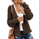 thumbnail image 1 of Abrigo de punto con cable frontal abierto Color puro Manga larga Hombro caído Casual Suéter suelto Abrigo para mujer Marrón oscuro XXL, 1 of 4
