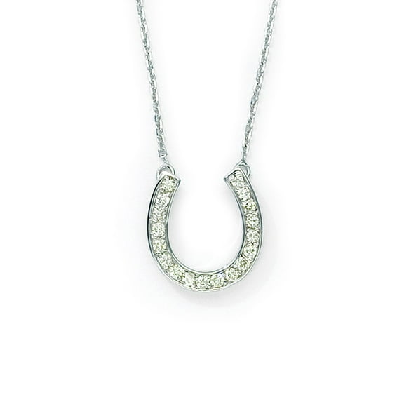 14k White Gold .25ct Diamond Horseshoe Pendant with 18" Chain