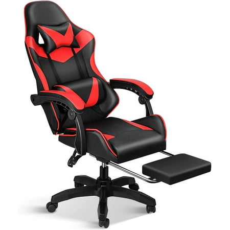 Gaming Chair Office Chair High Back Computer Chair Leather Desk Chair Mesh Ergonomic 180 Degrees Adjustable Swivel Task Chair with Headrest and Lumbar Support  Red