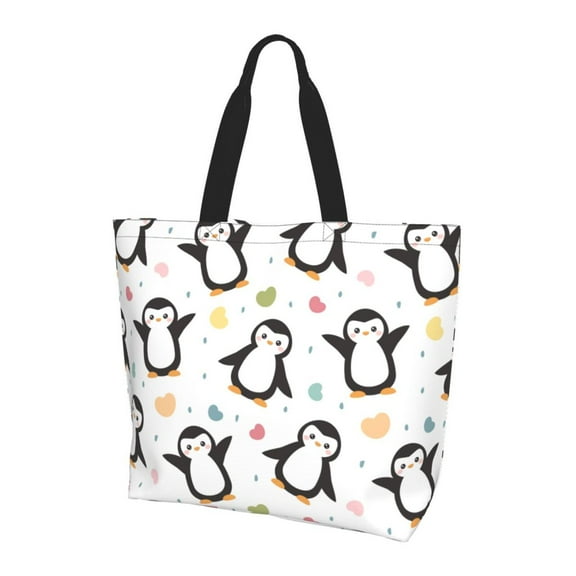 Yiaed Colorful Hearts Penguin Print Handbag for Women Tote Purse Shoulder Bag Large Fashion Hobo Purse Handbag Shopping Tote