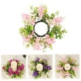 thumbnail image 2 of Xoxingysm Artificial Flowers Floral Candle Rings Plastic Artificial Flower Candle Rings Spring Candle Rings Centerpieces for Wedding Home Table Decoration, A Candlestick Wreath, 2 of 6