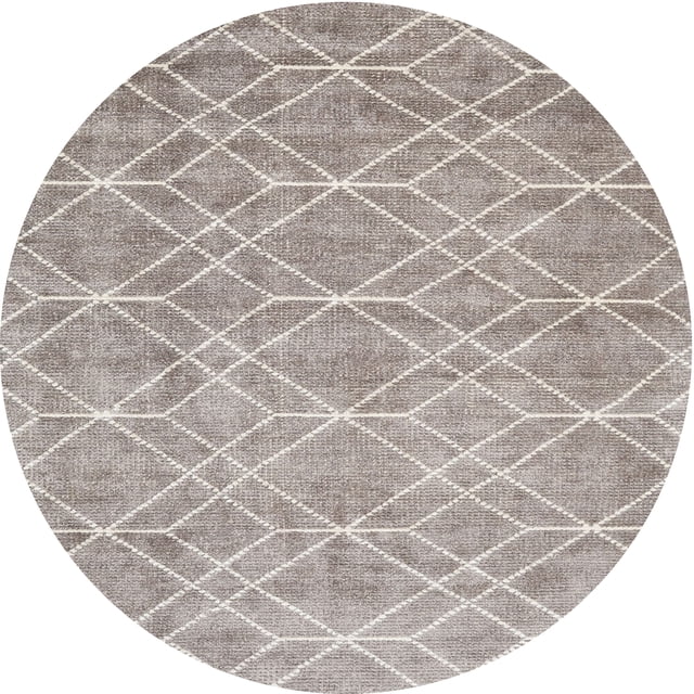 Ahgly Company Indoor Round Contemporary Pale Silver Gray Abstract Area Rugs, 10' Round