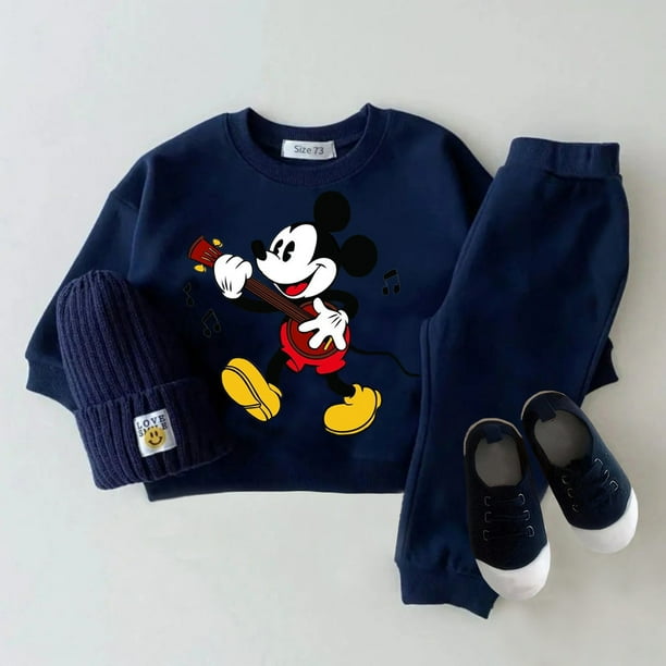 Conjunto de ropa para bebé, sudaderas y pantalones de manga larga de Mickey, chándal para niña pequeña, primavera y otoño, 2 uds.