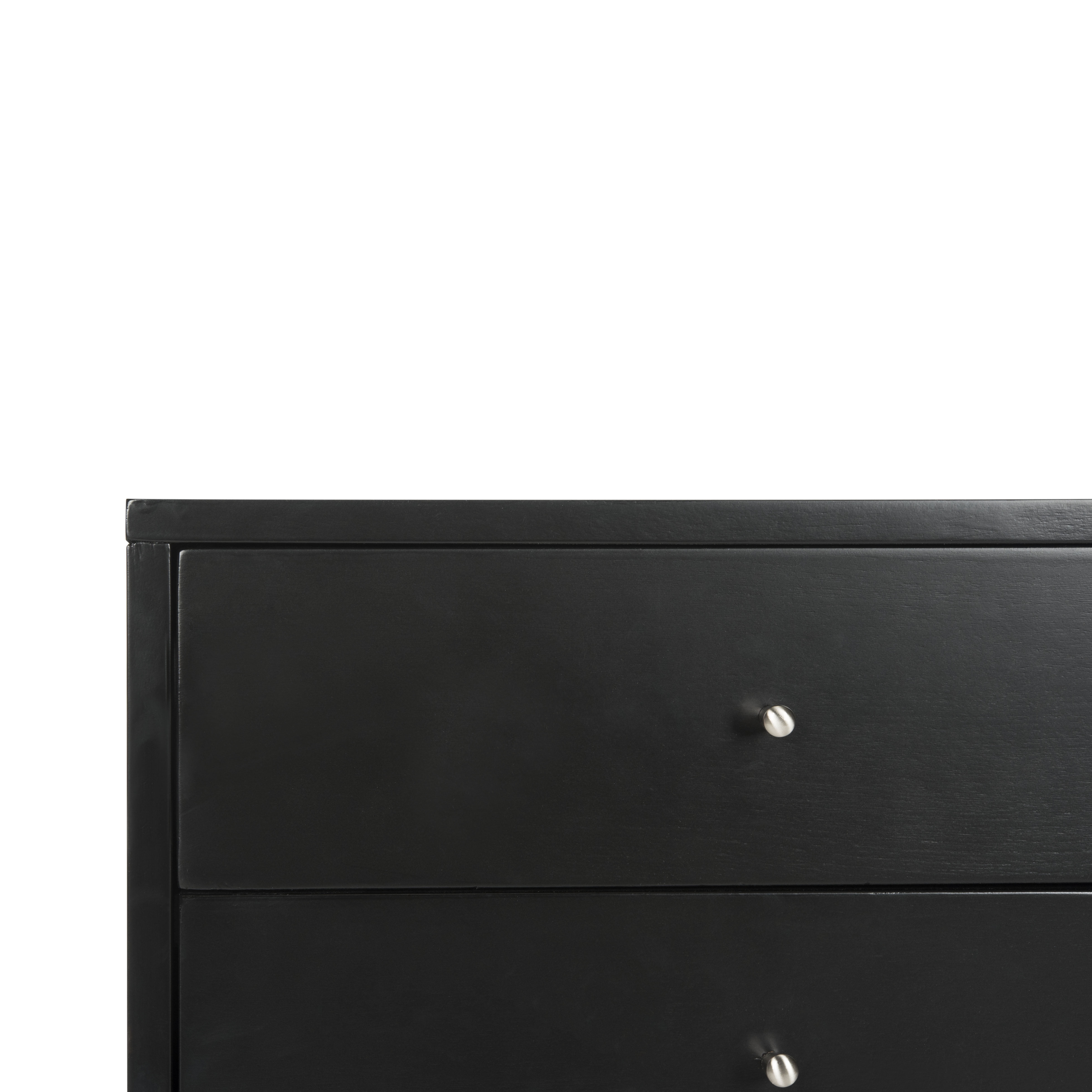 Safavieh Lyla 2-Drawer Mid-Century Retro Night Stand, Black/Silver