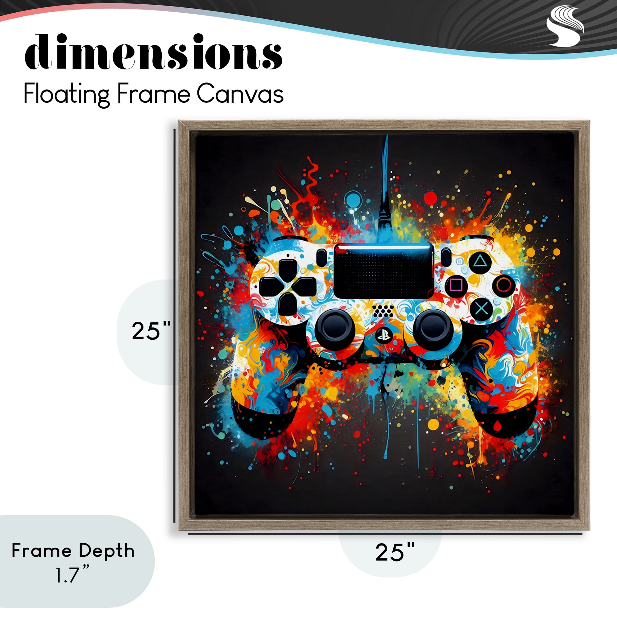 Stupell Industries Colorful Controller Swirl Brown Framed Floater Canvas Wall Art, design by Creative Studio