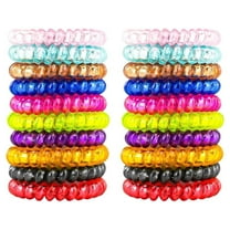NOGIS 50Pcs Rotate Hair Ties No Crease Hair Ties No Dammage Bulk Hair Ties Coil Bright Phone Cord Ponytail Holder Coil Scrunchies Plastic Hair Coils For Women Girls (Random Color)