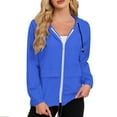 thumbnail image 2 of EchfiProm Packable Rain Jacket Women Waterproof Blue Zip-up Cycling Lightweight Hooded Quick-dry Coat, 2 of 9