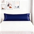 thumbnail image 2 of Ntbay Ultra Soft Satin Long Body Pillowcase with Envelope Closure, Cooling and Smooth Body Pillow Cover for Hair and Skin, 20" x 54", Navy Blue, 2 of 5