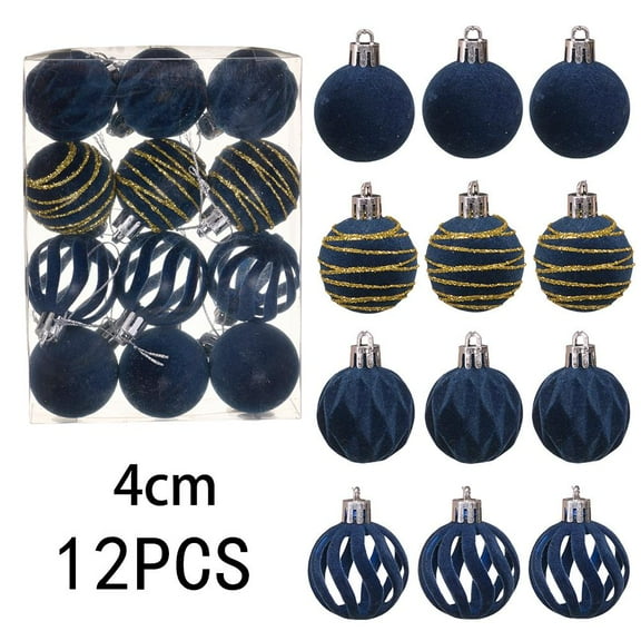Mini Red Velvet Christmas Ornaments 12 Pack 1.6 Flocked Plastic Tree Balls, Soft-Touch Holiday Decor for Tree, Wreath & Garland