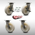 thumbnail image 2 of 8 Inch 316 Stainless Steel Nylon Caster Set w/Delrin Bearing 4 Swvl Lock 2 Brake, 2 of 2
