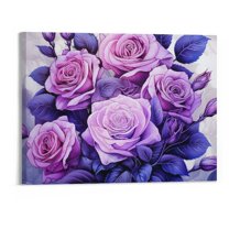 Shiartex Purple Rose Canvas Wall Art Picture 20x16in for Living Room Bedroom Wall Decor 20x16in