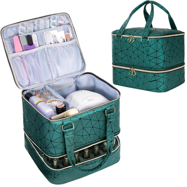 Bolsa organizadora de esmaltes de uñas Uross con capacidad para 42 botellas y lámpara de uñas