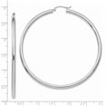 thumbnail image 3 of Auriga 14k White Gold 3mm Lightweight Tube Hoop Earrings for Women(L-65mm, W-3mm), 3 of 5